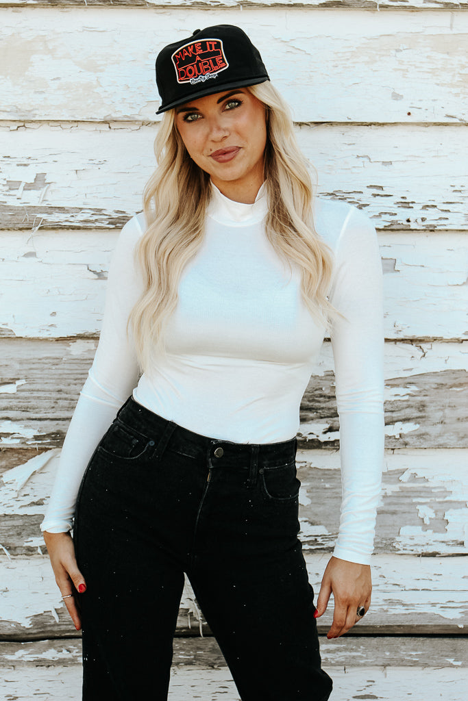 Essential Turtleneck Long Sleeve Bodysuit - White