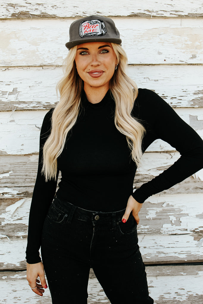 Essential Turtleneck Long Sleeve Bodysuit - Black