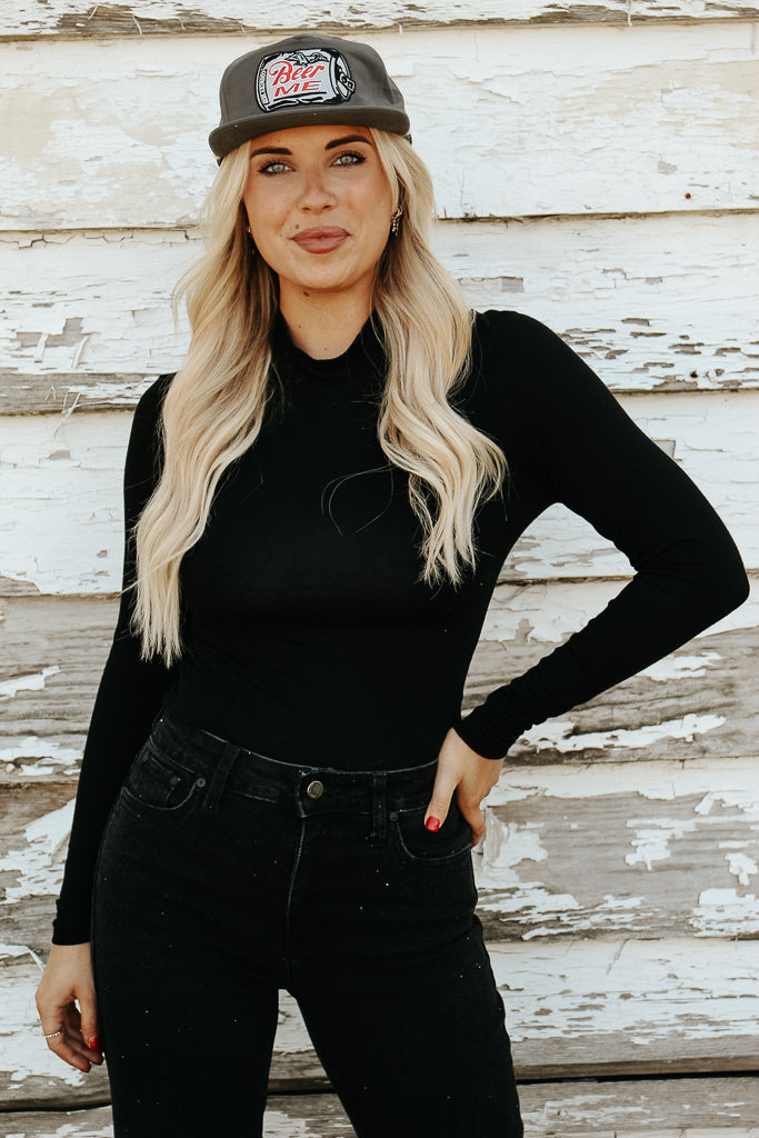 Essential Turtleneck Long Sleeve Bodysuit - Black