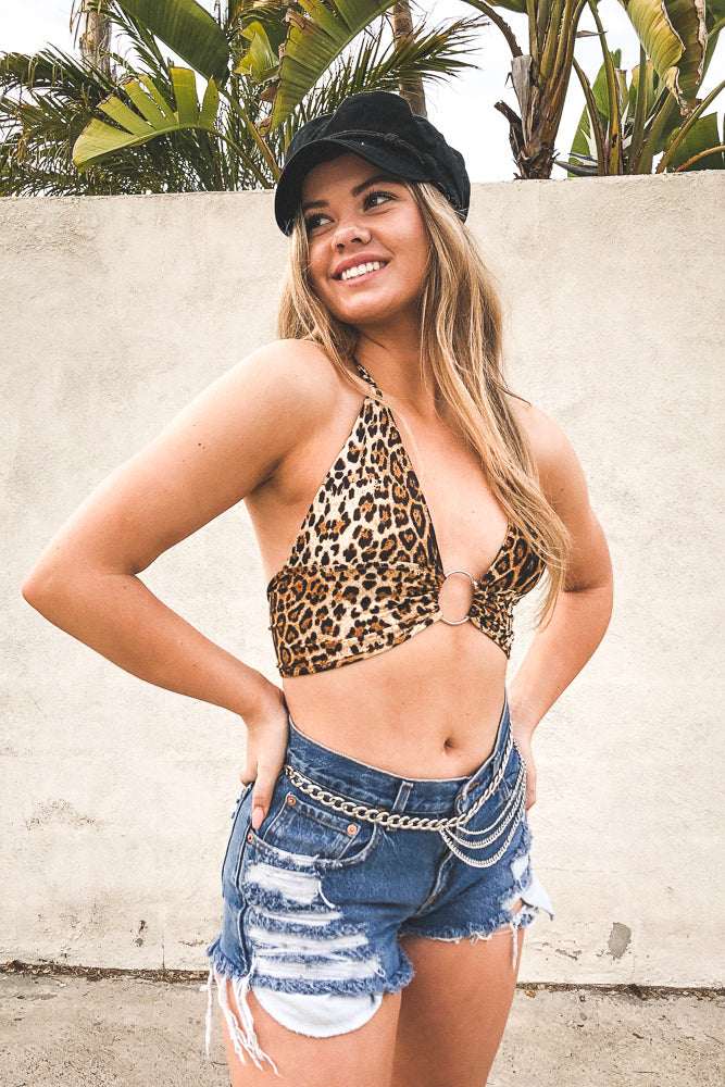 Leopard O-Ring Halter Top