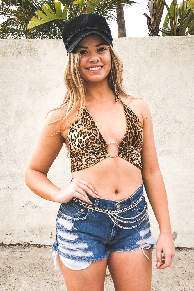 Leopard O-Ring Halter Top