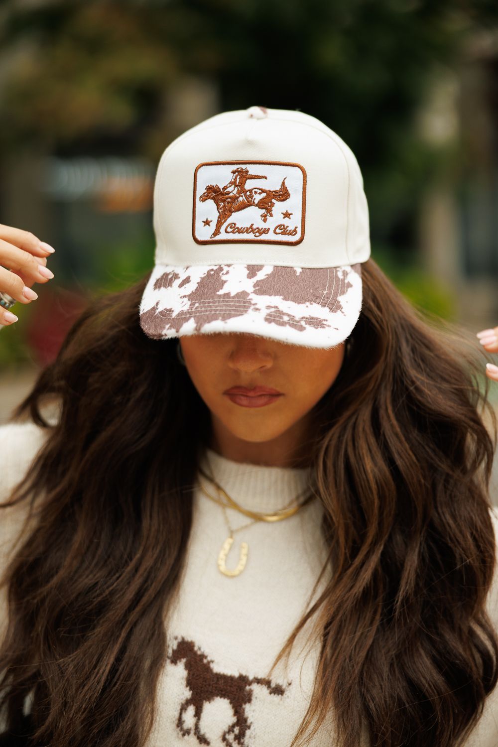 Cowboy Club Hat Cow Print- Brown