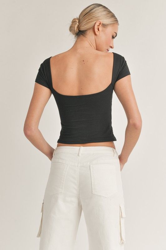 Makenna Open Back Top - Black