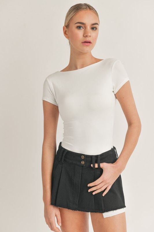 Makenna Open Back Top - White