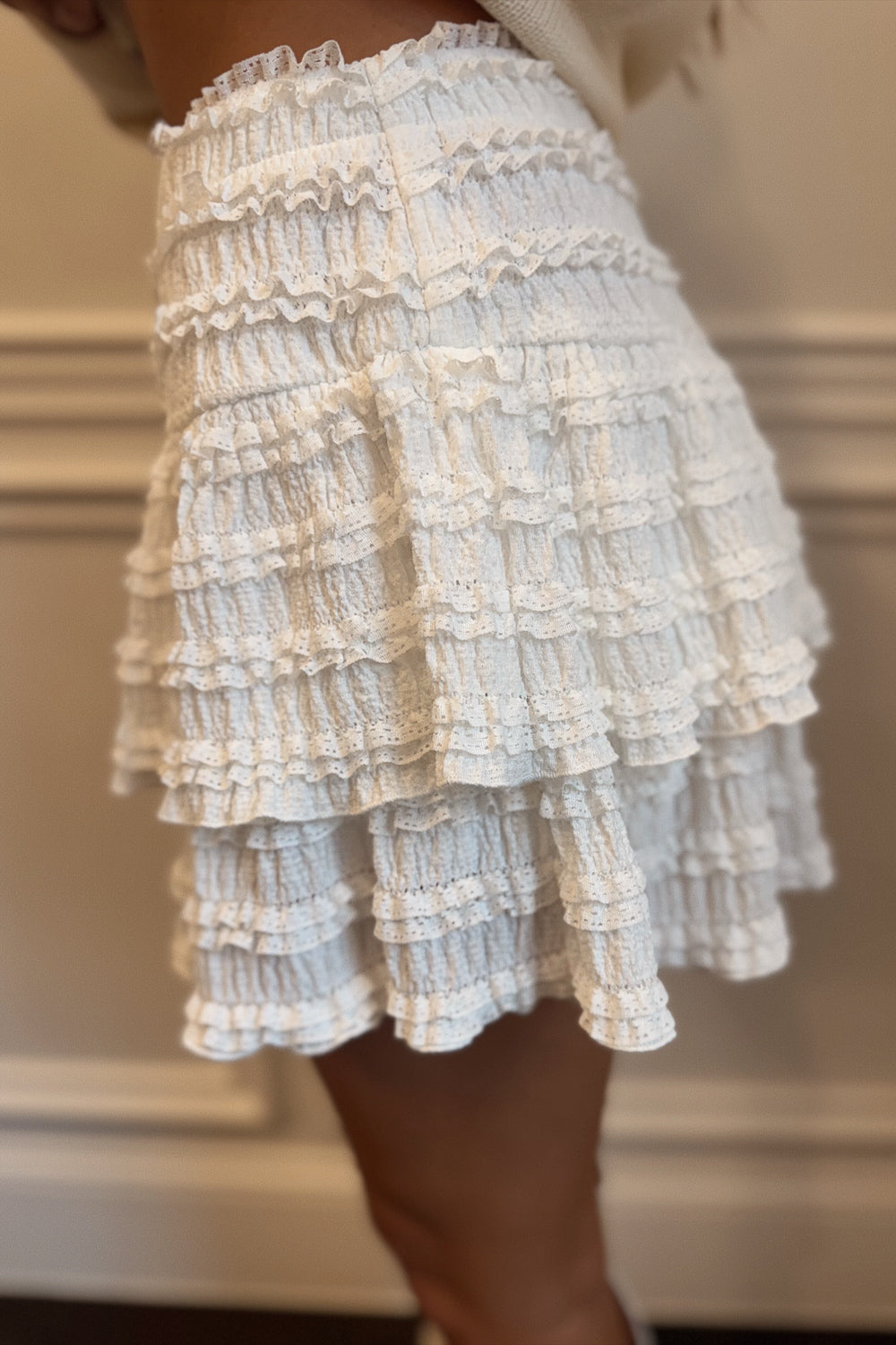 Western Lace Ruffle Skort - White