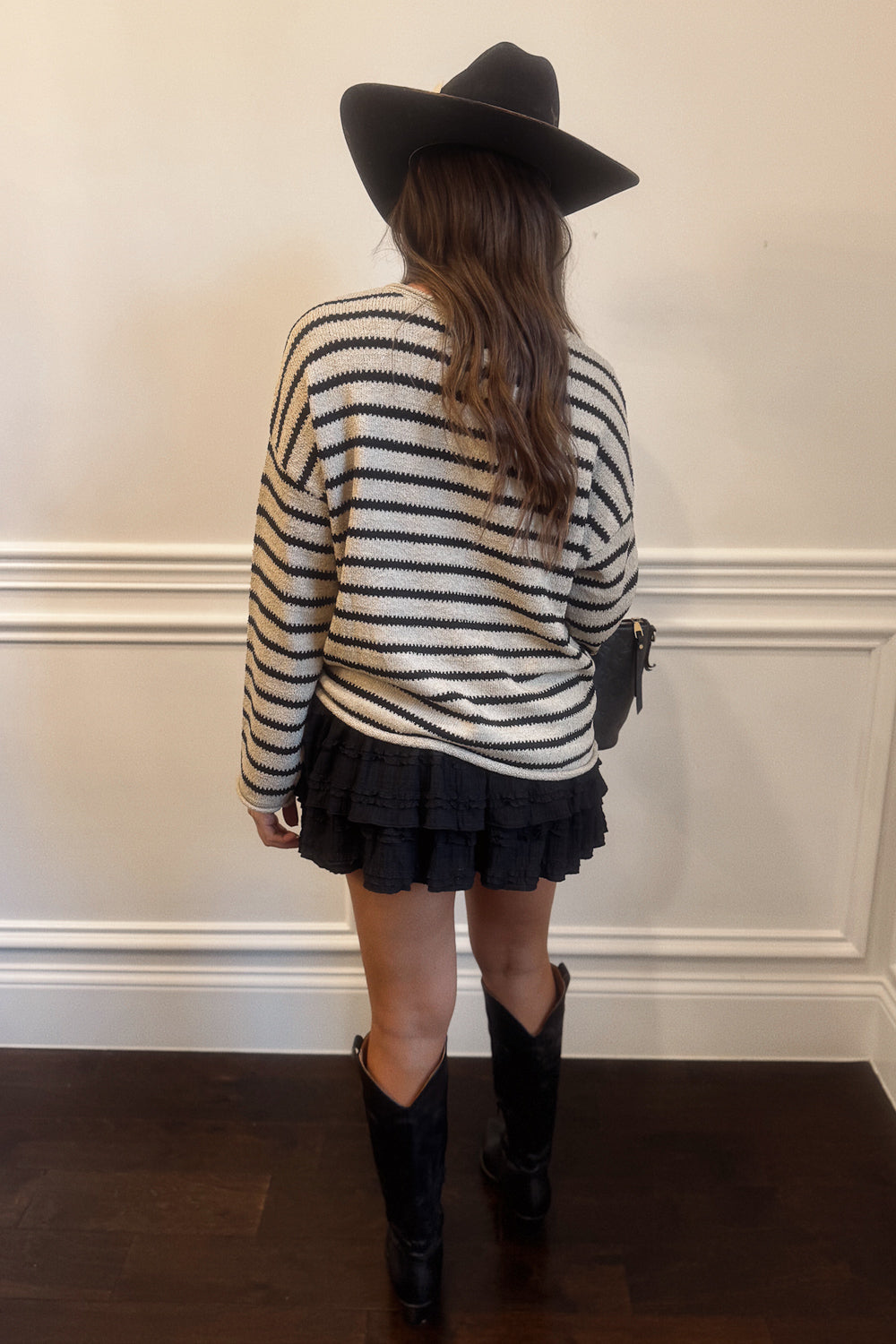 Western Lace Ruffle Skort - Black