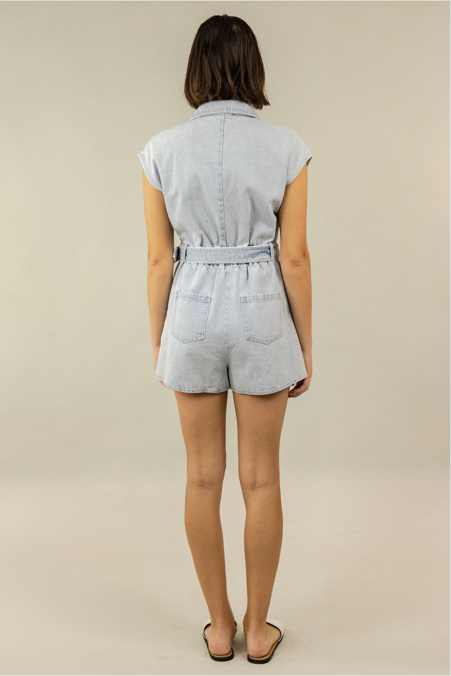 Jennie Belted Romper - Blue Jean