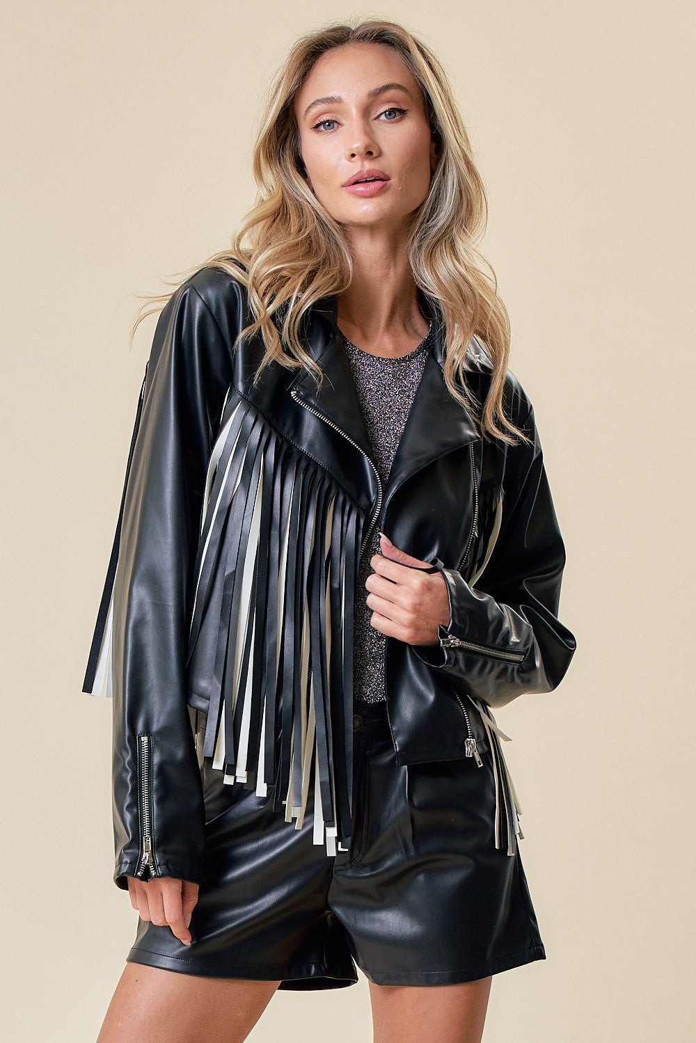 Rodeo Star Faux Leather Fringe Jacket