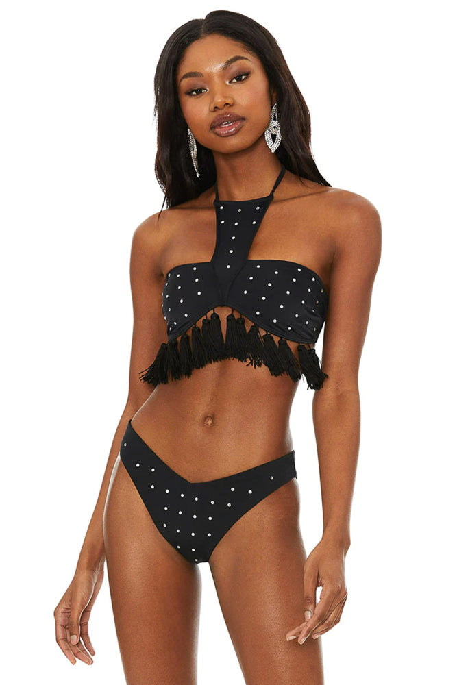 Beach Riot Quartz Top - Black Rhinestone