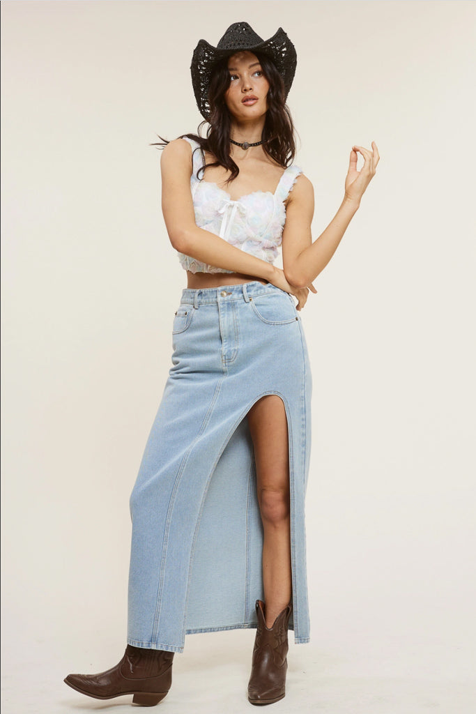 Dallas Denim Maxi Skirt