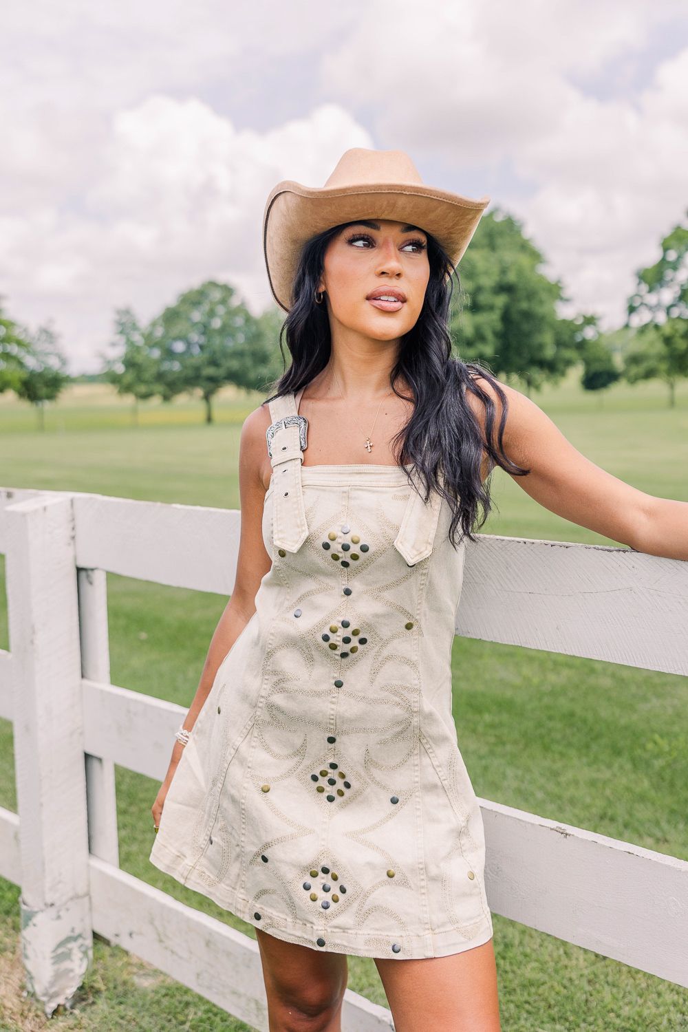 Stampede Buckle Dress -Sand
