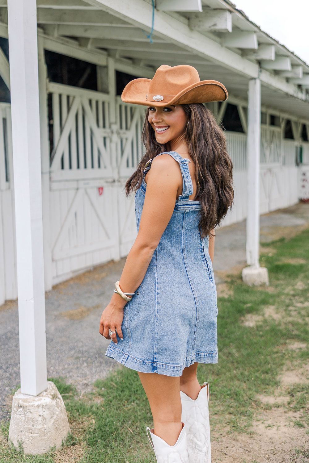 Pre-Order Stampede Buckle Dress-Denim