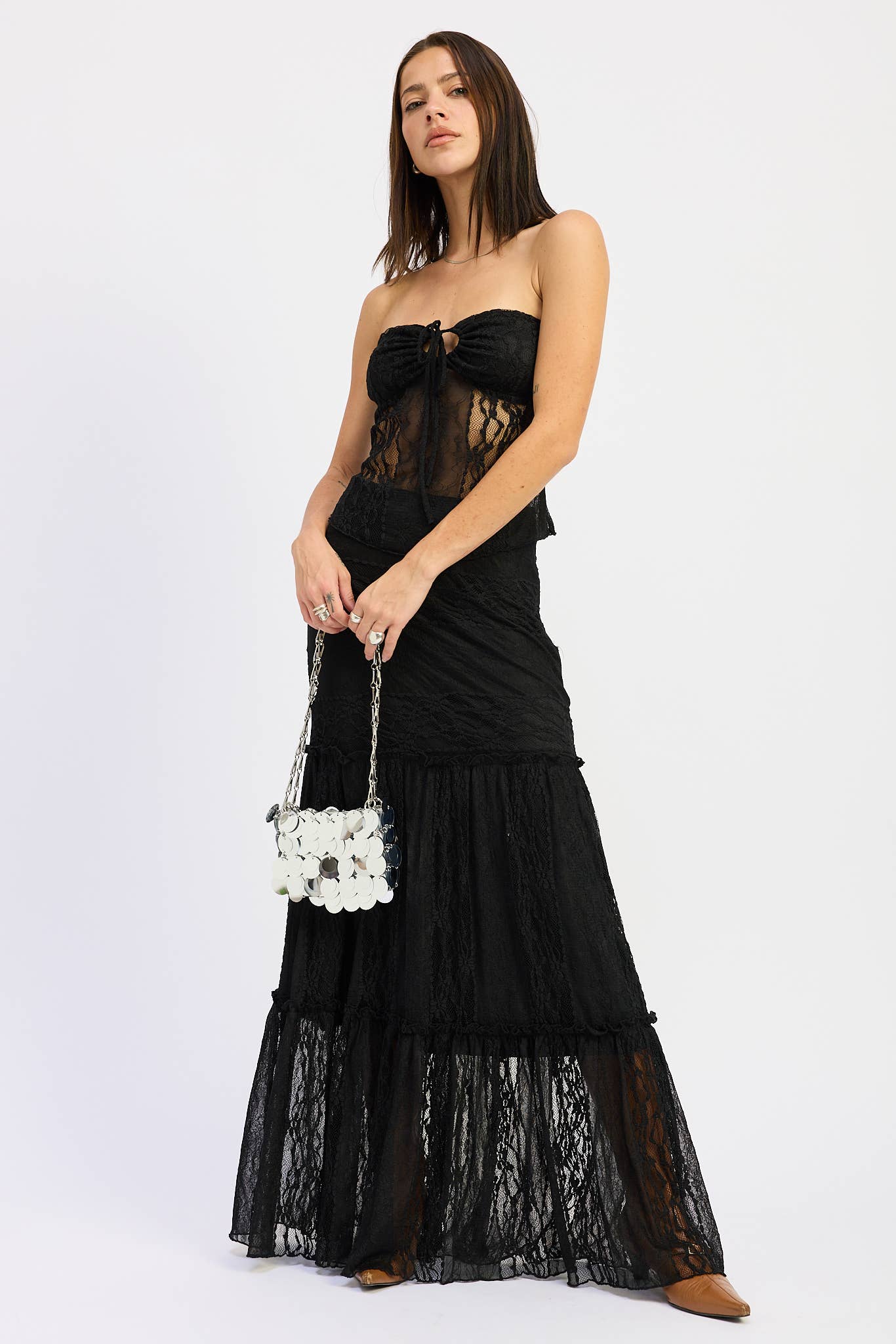 Savannah Lace Tube Top- Black