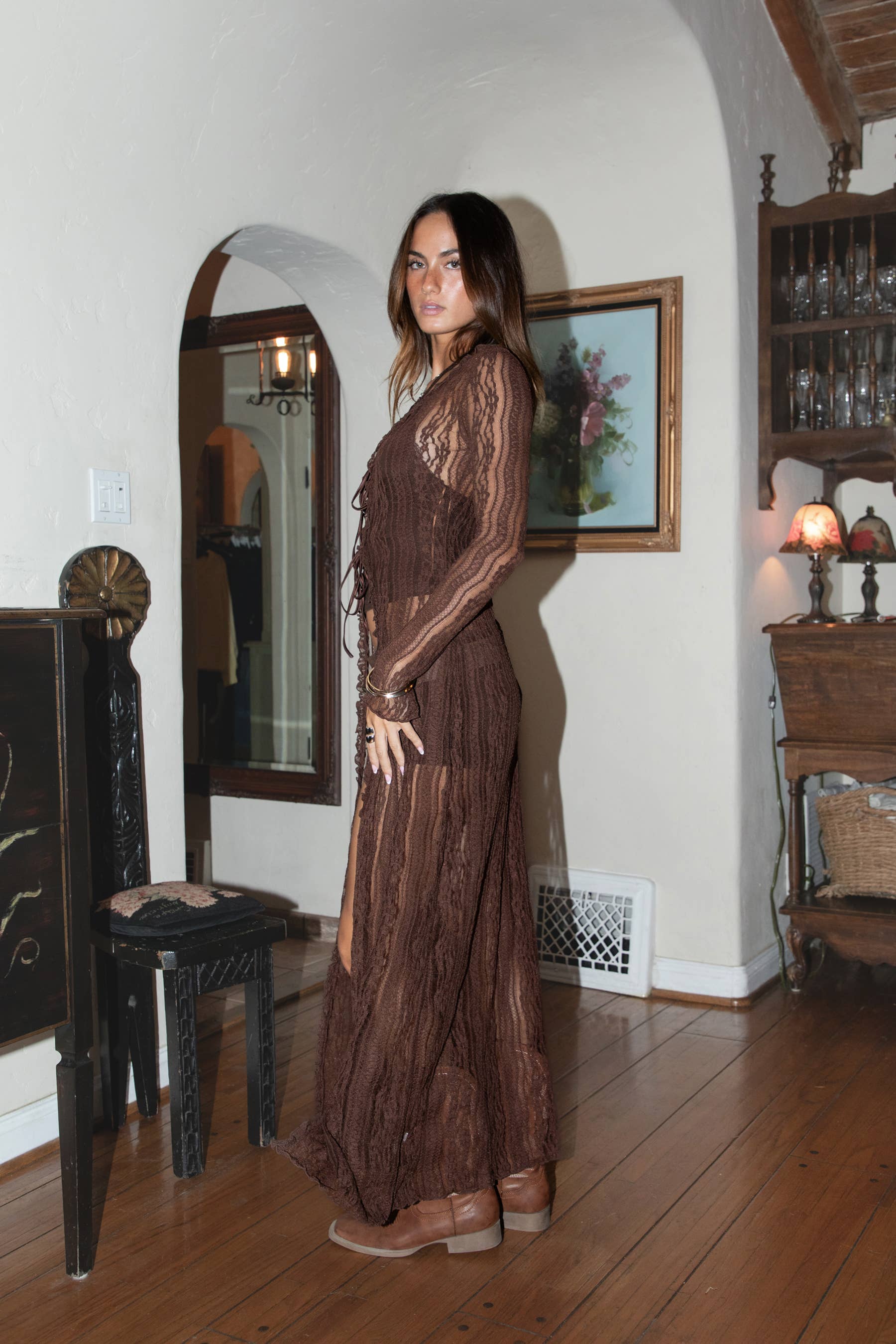 Wildera Lace Duster-Brown