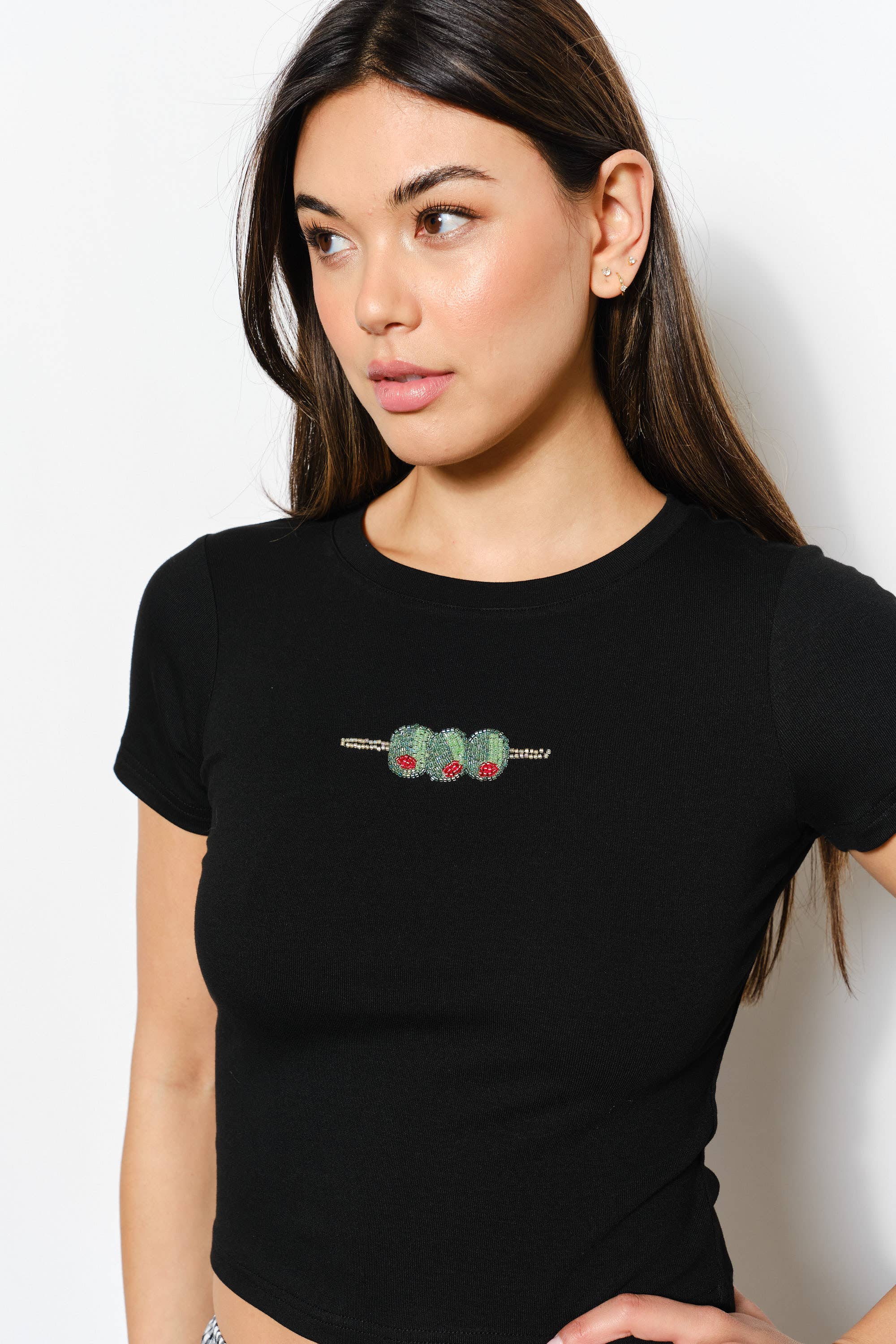 Olive Bead Baby Tee