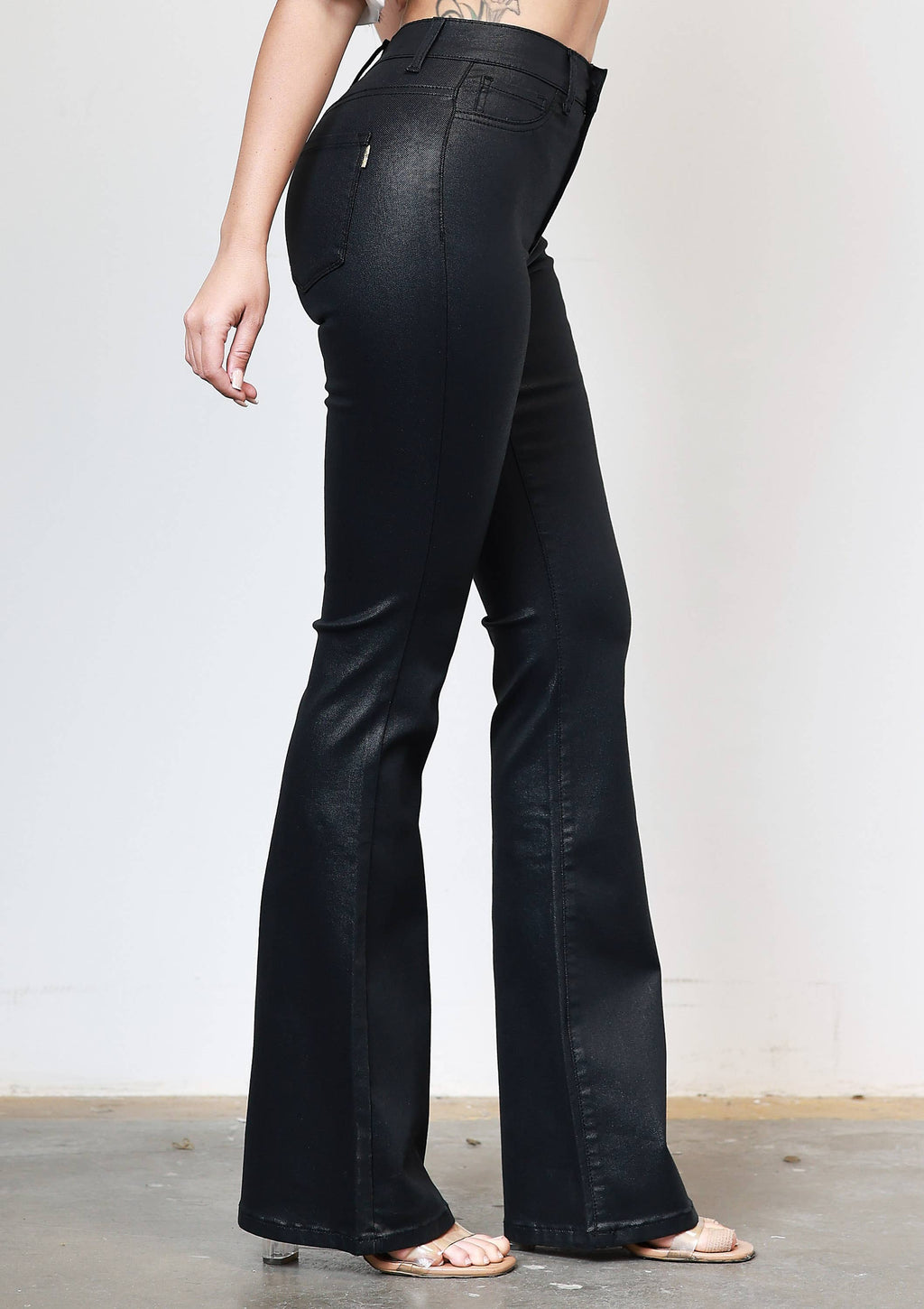 Night Out Flare Pants- Coated Black