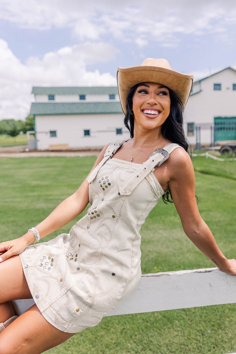 Stampede Buckle Dress -Sand