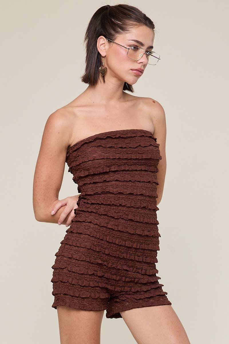 Honky Tonk Romper- Mocha