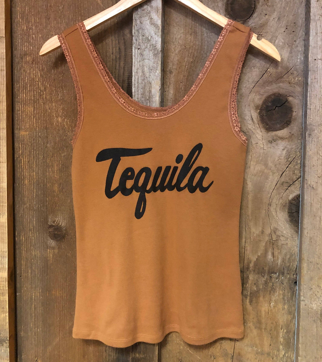 Tequila Lace Tank-Cognac