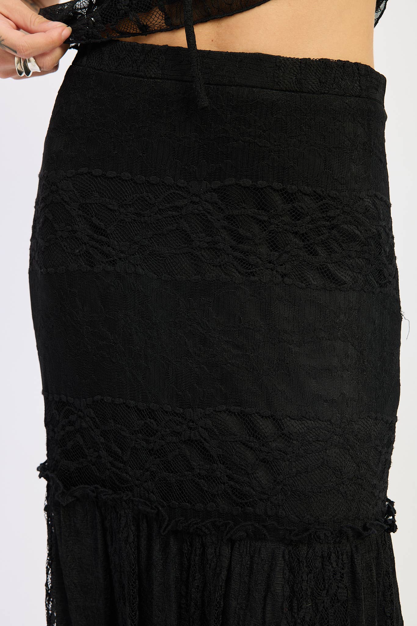 Savannah Lace Maxi Skirt- Black
