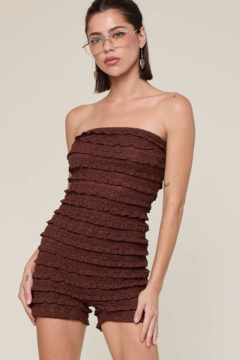 Honky Tonk Romper- Mocha