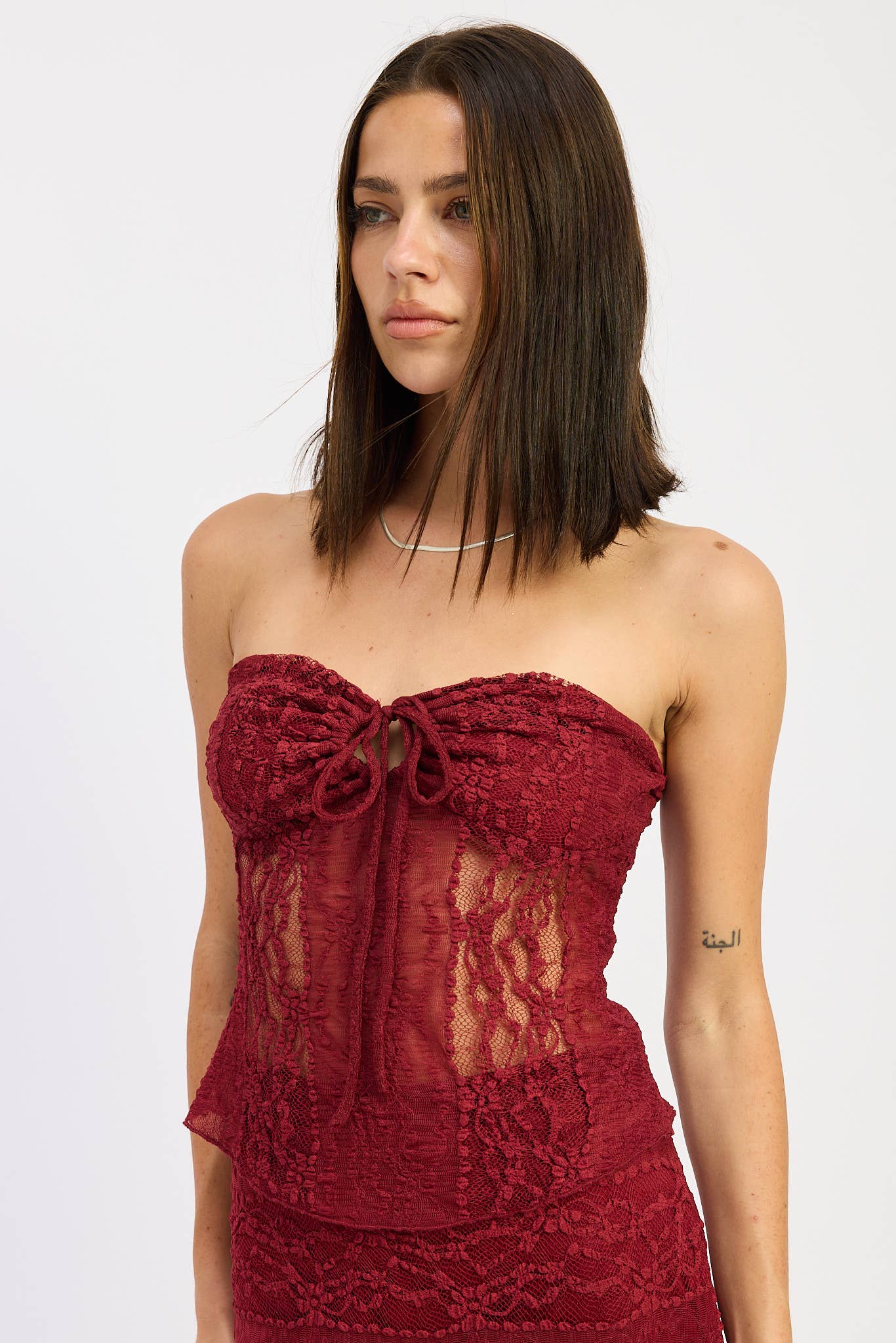 Savannah Lace Tube Top- Merlot