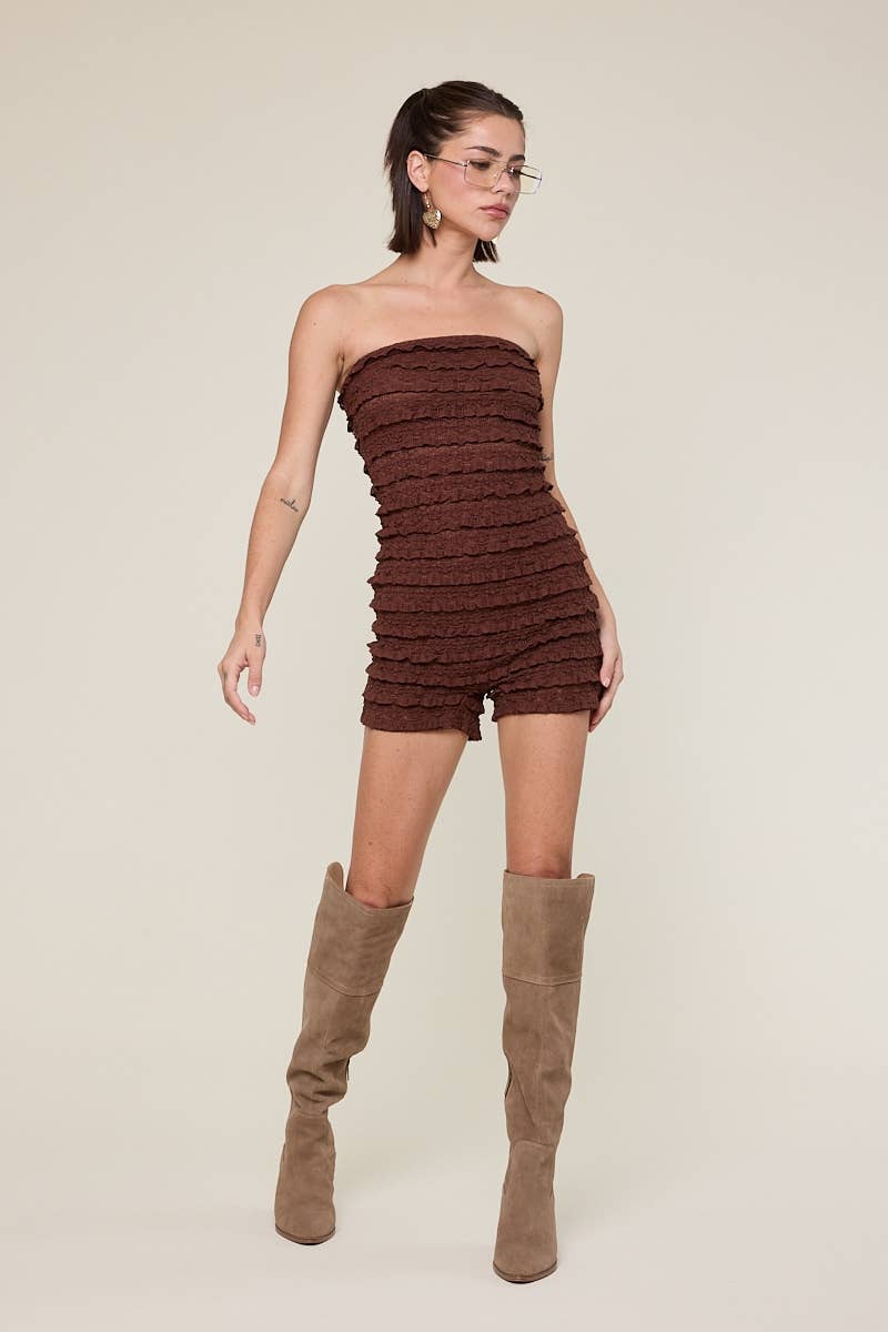 Honky Tonk Romper- Mocha