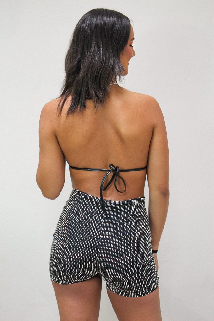 Rock N Roll Rhinestone Shorts - Silver