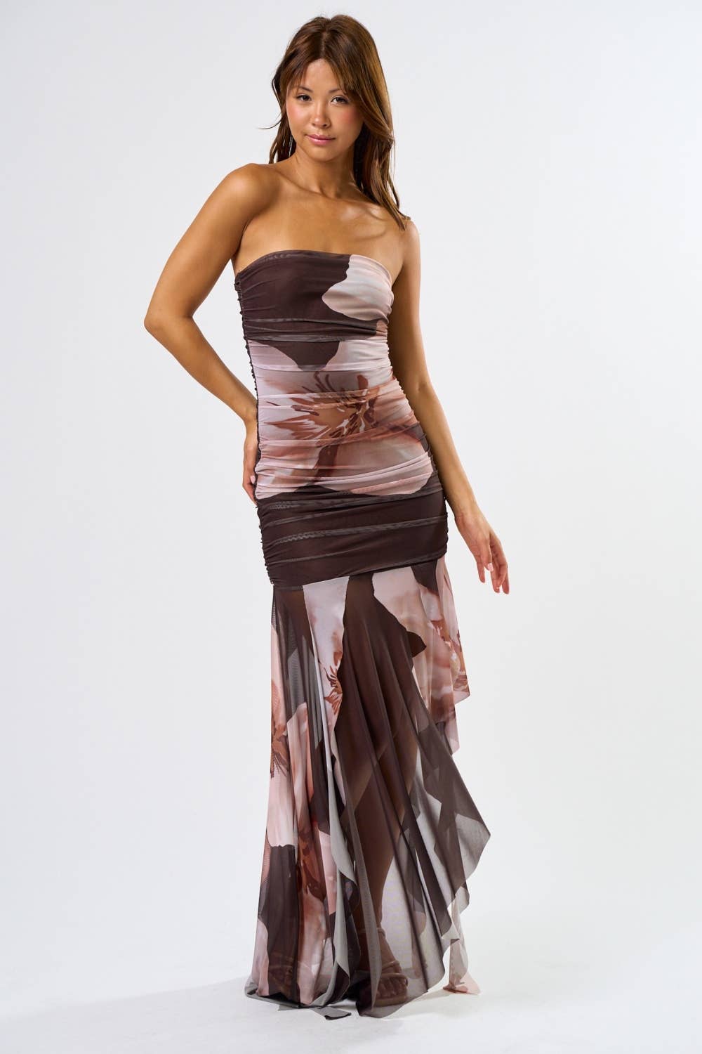 Midnight Bloom Strapless Dress