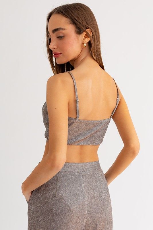 Party Girl Bralette - Tan/Silver Sparkle