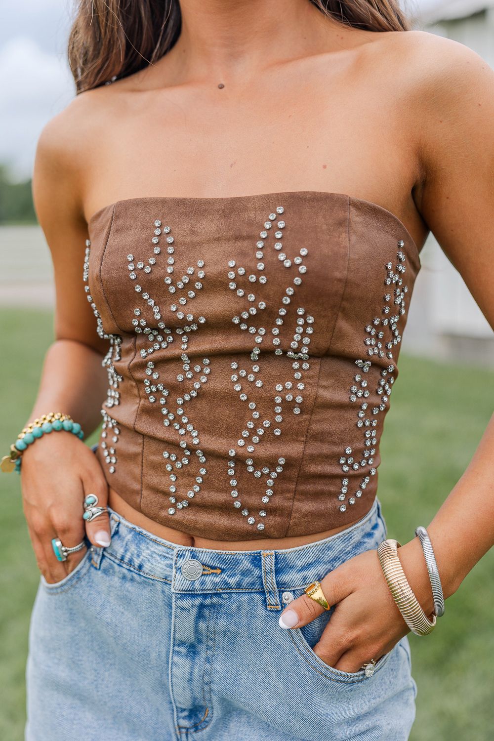 Beckee Western Corset Top- Brown