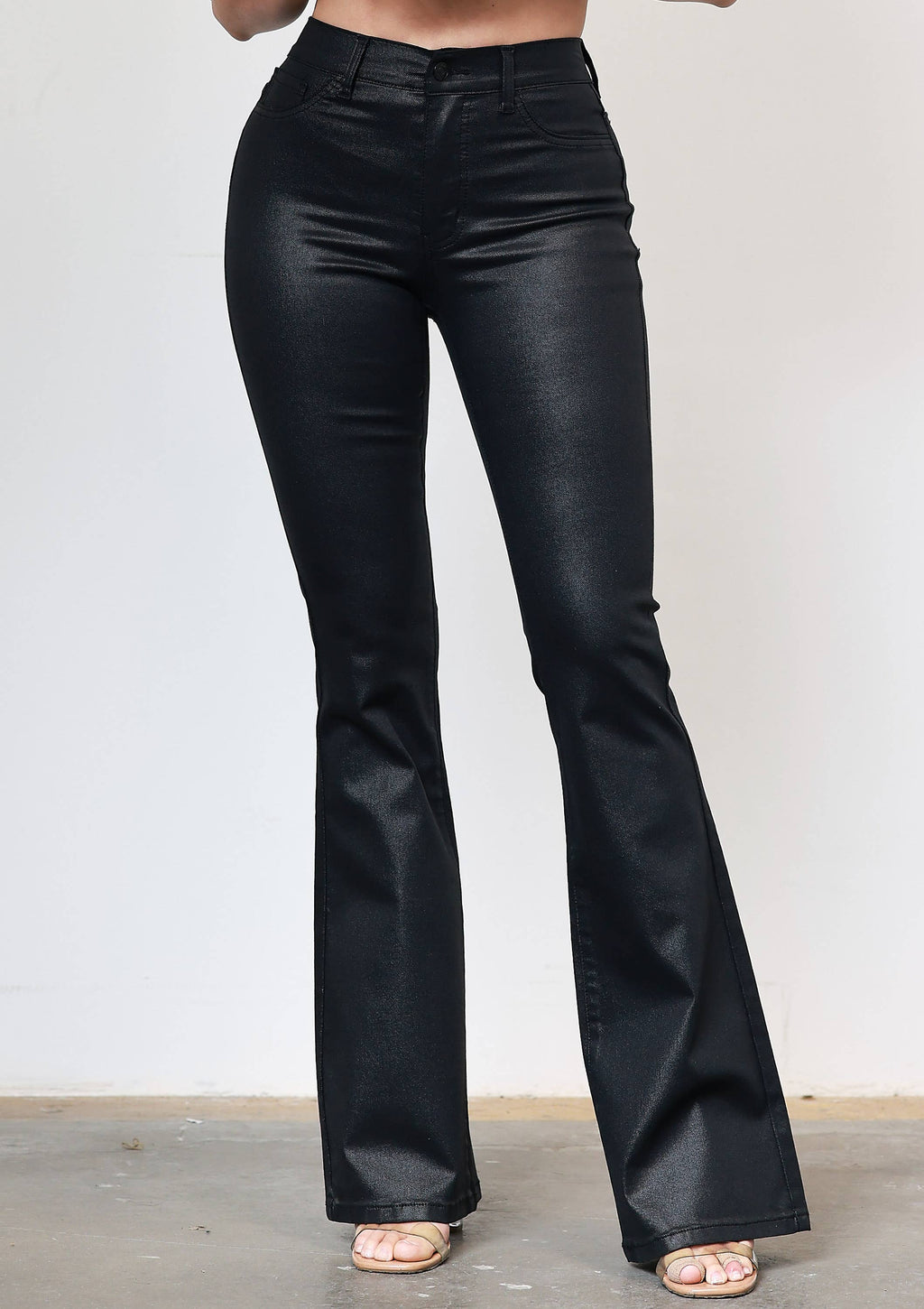 Night Out Flare Pants- Coated Black