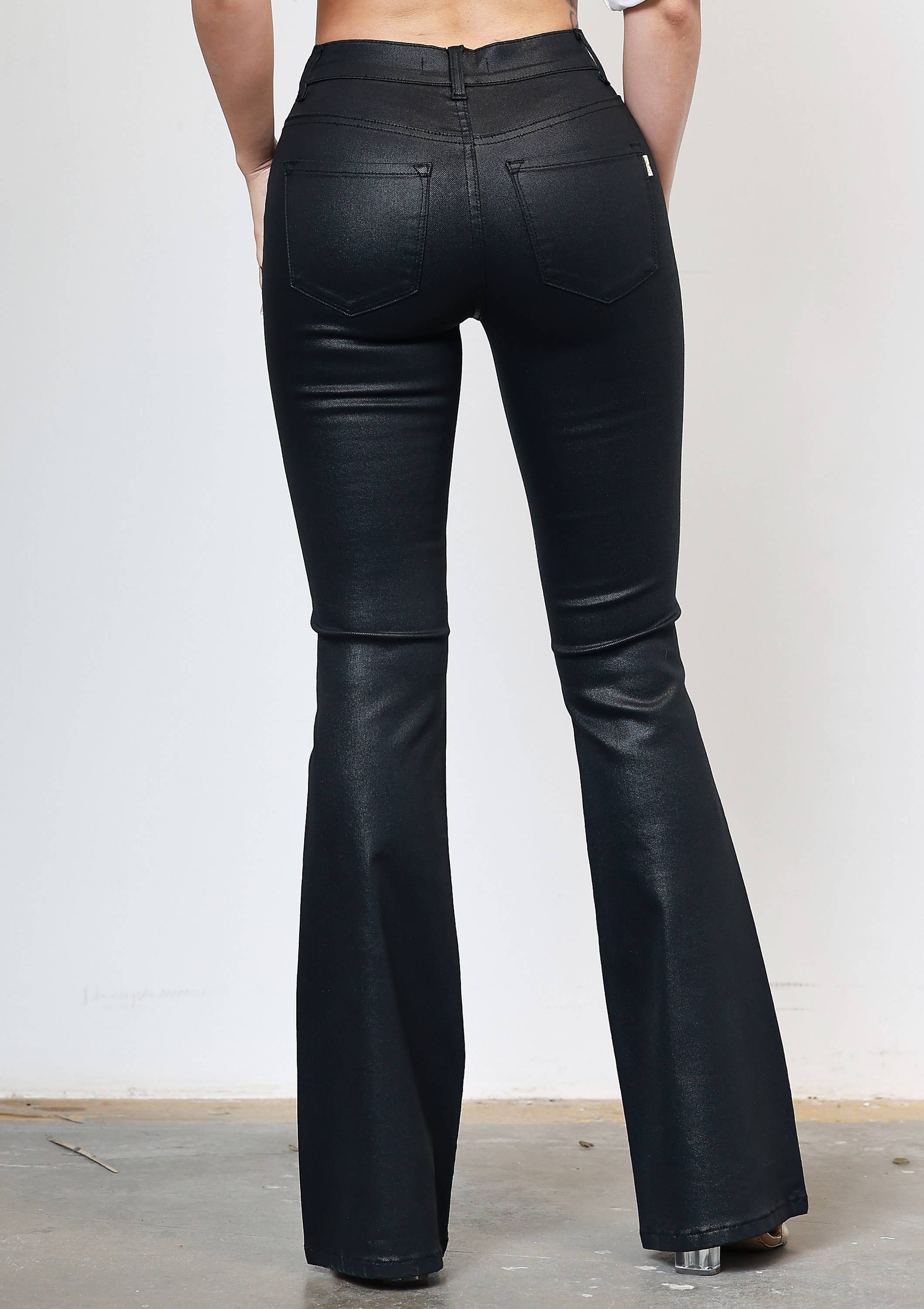 Night Out Flare Pants- Coated Black