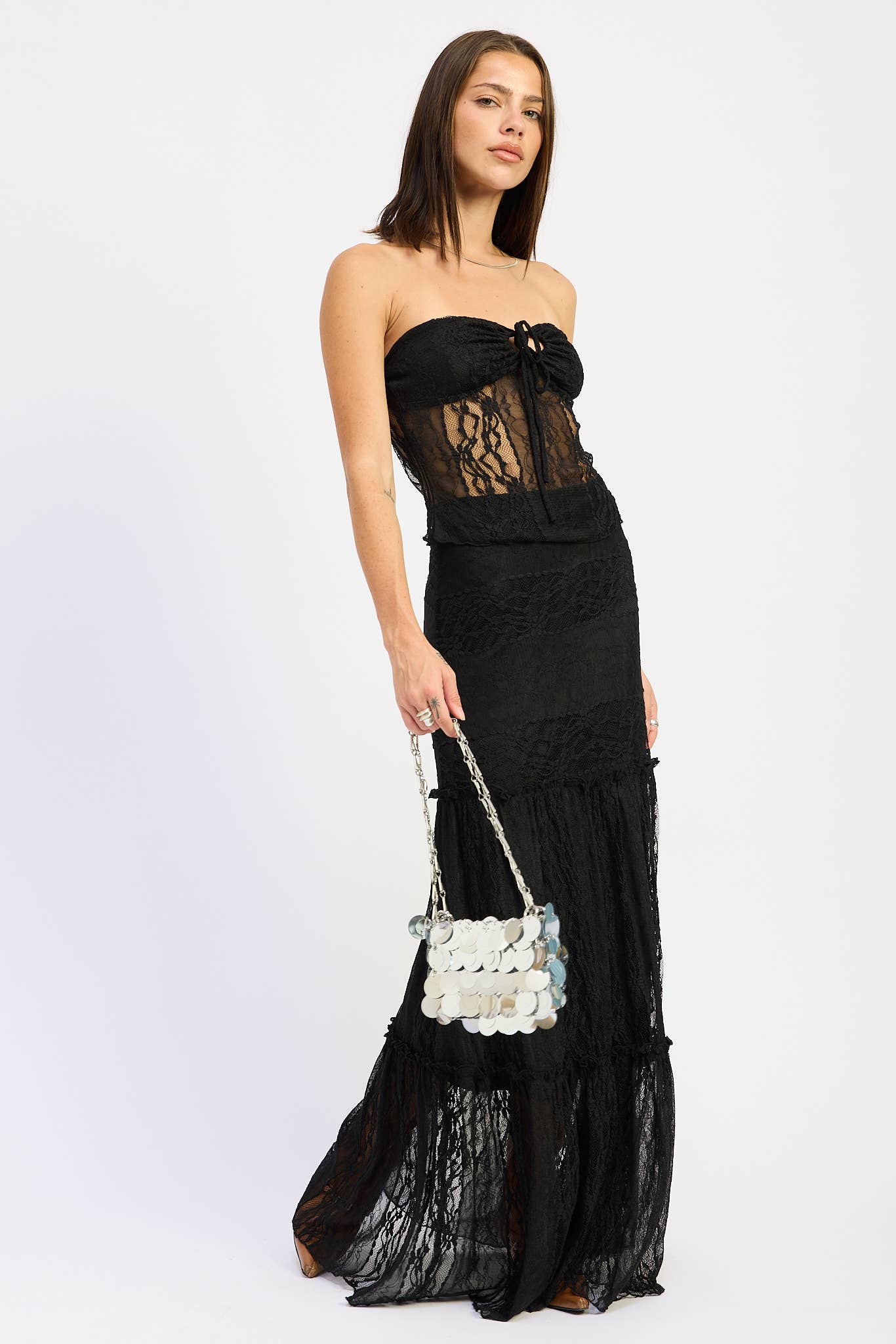 Savannah Lace Tube Top- Black