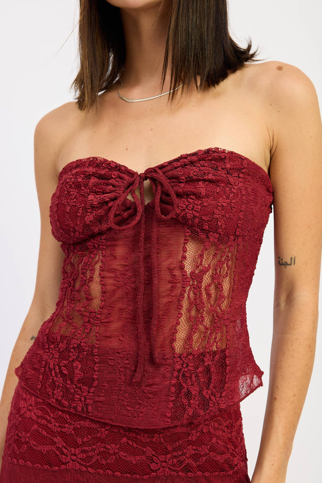 Savannah Lace Tube Top- Merlot