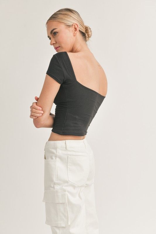 Makenna Open Back Top - Black