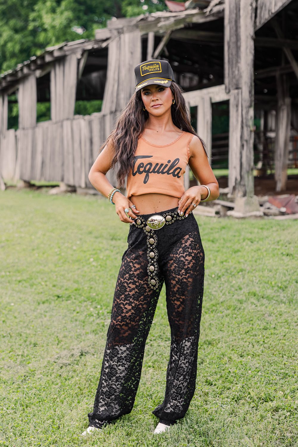 Tequila Lace Tank-Cognac