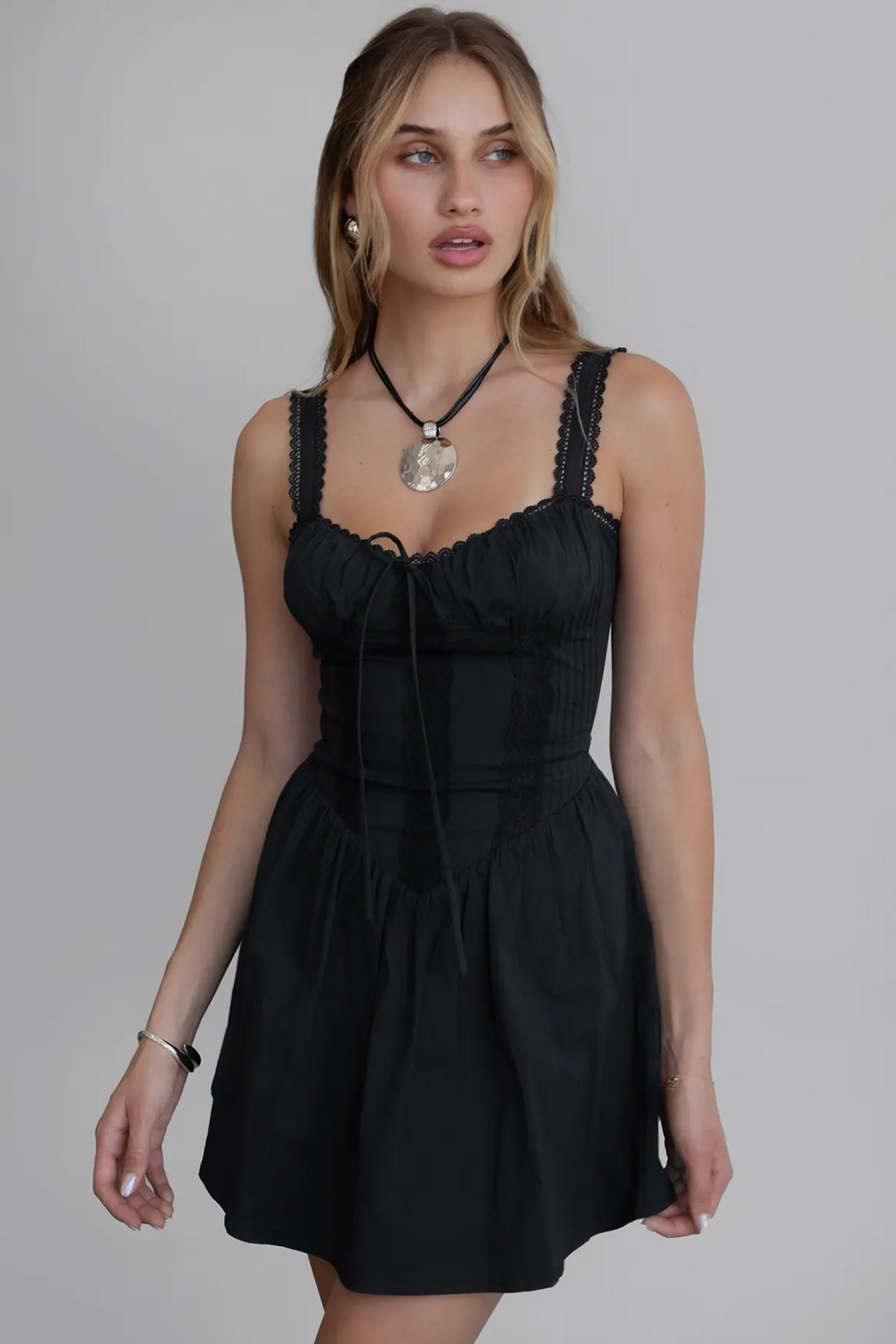 Darcy Poplin Mini Dress - Black