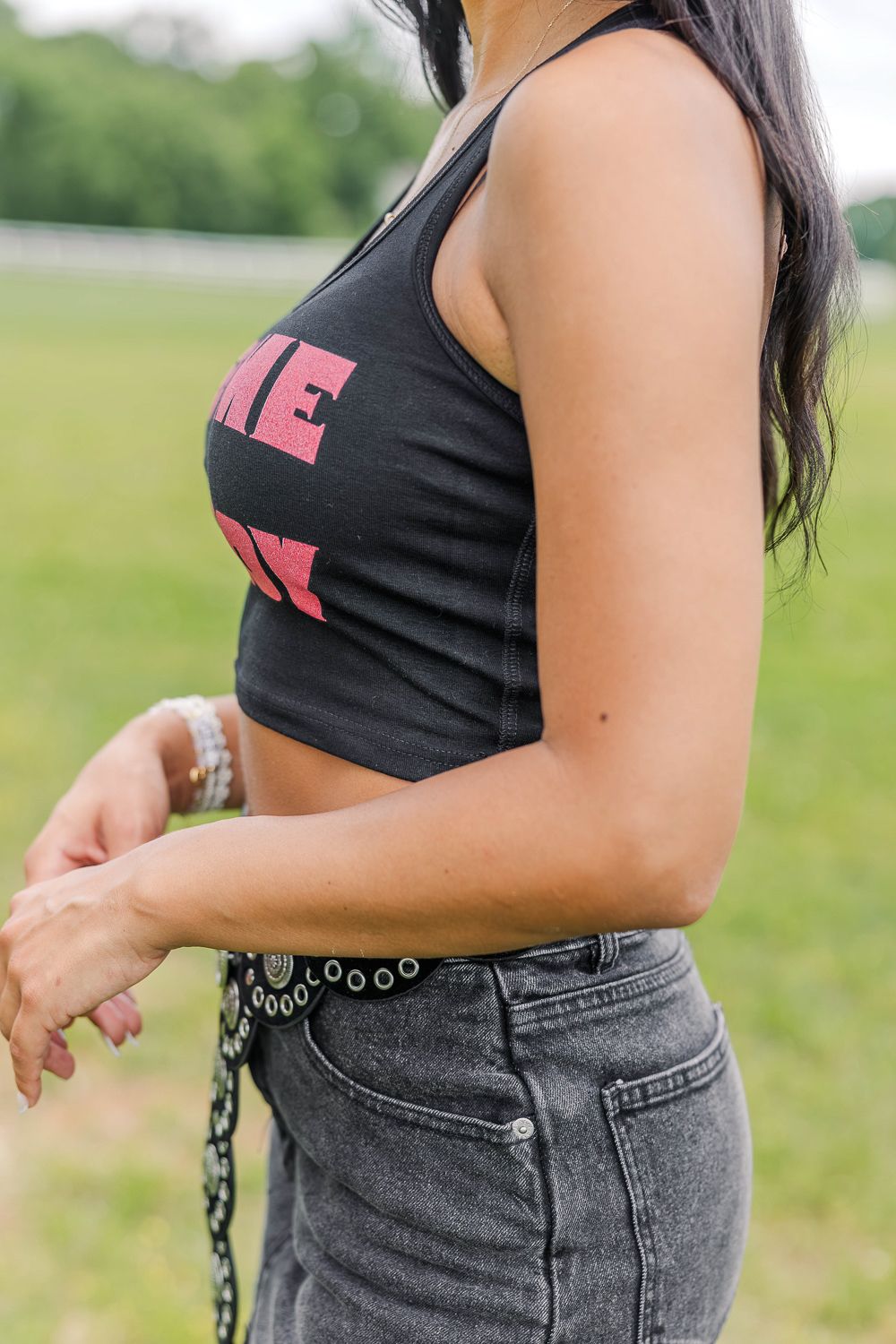 Kiss Me Cowboy Tank- Black